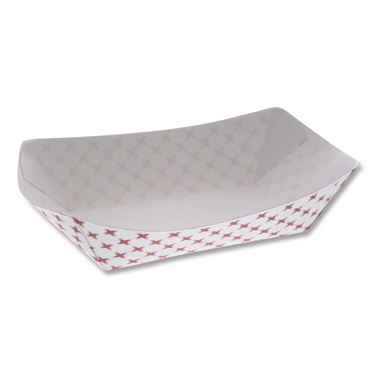 Pactiv Corp. 7.75 in. x 5.1 in. x 2.1 in. 3 lbs. Paperboard Food Tray - Red/White (500/Carton)